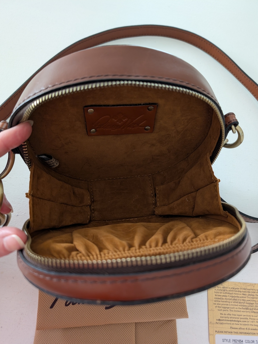 Patricia Nash Brown Embossed Owl Round Crossbody Bag - Picture 3 of 9